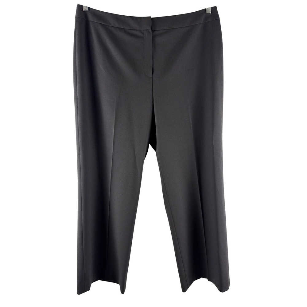 Lafayette 148 NY Womens Black Straight Wide Leg Dress Pants 14 Wool Blend‎